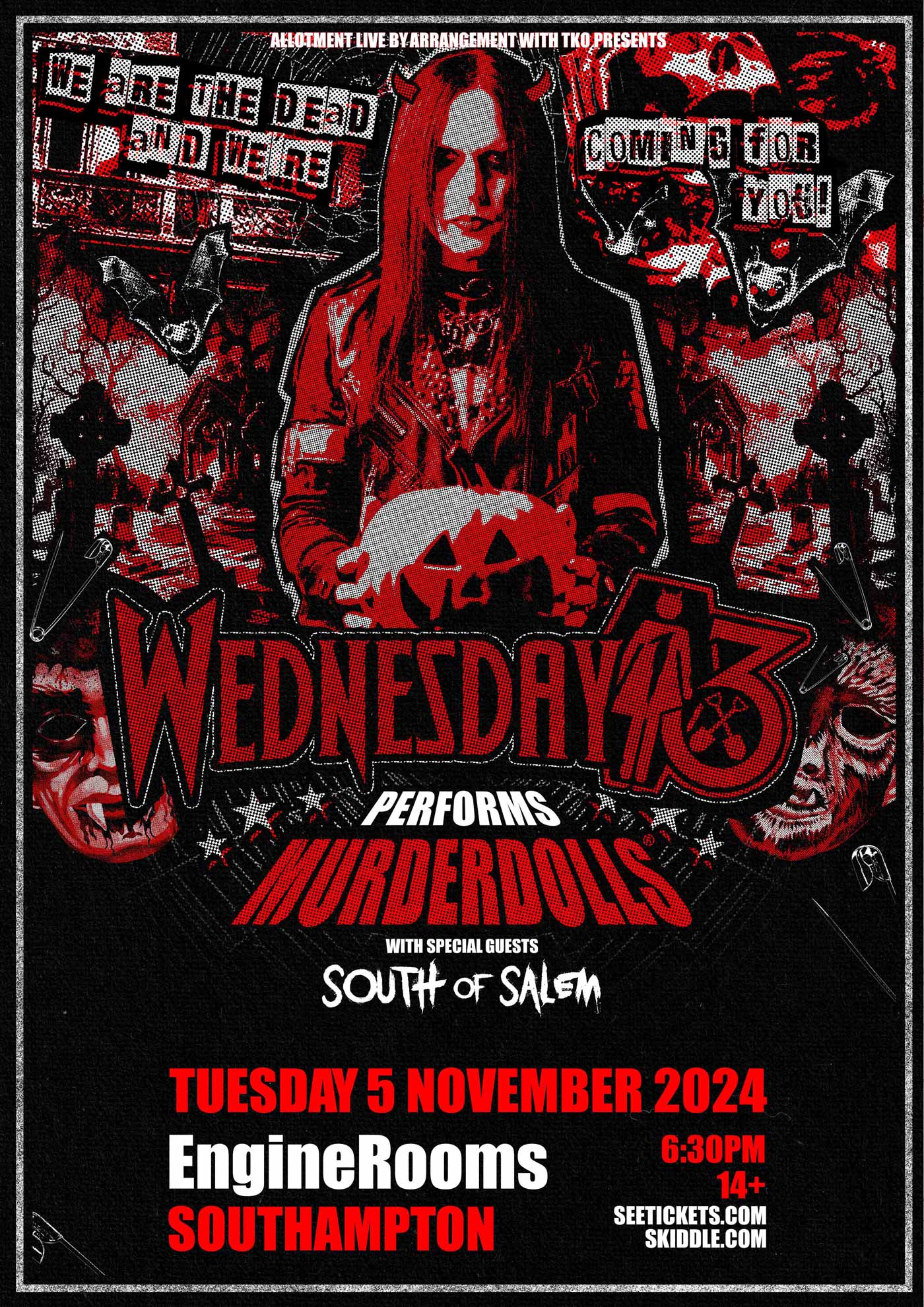 Event - Wednesday 13 performs Murderdolls – EngineRooms, Southampton Tue, 05 Nov 2024