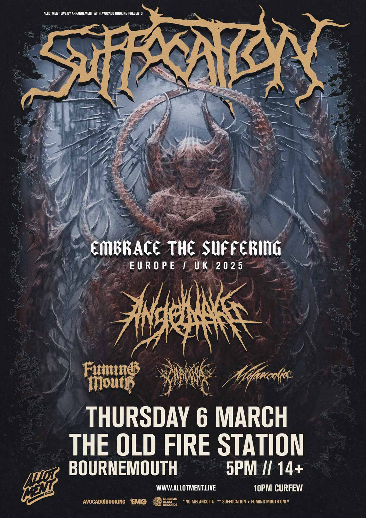  Event - Suffocation – The Old Fire Station, Bournemouth Thu, 06 Mar 2025